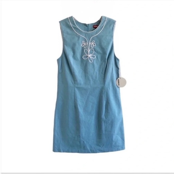 Staud Allison Linen Mini Dress Light Blue NWT - Picture 4 of 11